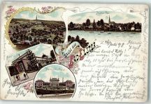 08645 O9933 Bad Elster 1898 Lithographie Kirche Louisa See Ruderboot Königliches Kurhaus Blumen