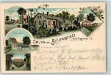 67500 Haguenau Hagenau 1909 Lithographie Schießplatz Baracken Gasthaus Offiziers Casino Garnison Verwaltungsgebäude