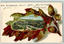65183 W6200 Wiesbaden 1902 Prägedruck Nerotal u. Neroberg Lithographie
