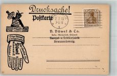 W3300 Braunschweig Stempel Düwel Drucksache Den Empfang einer Schablone bestätigt Konserven Fabrik Liegnitz Werbung Büromaterial 1918
