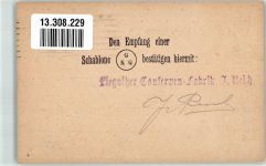 W3300 Braunschweig Stempel Düwel Drucksache Den Empfang einer Schablone bestätigt Konserven Fabrik Liegnitz Werbung Büromaterial 1918