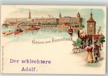 W7750 Konstanz Hafen und Schnetztor Verlag Gebr. Künzli Nr. 388 Judaika Lithographie / Künstlerkarte