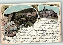 99894 O5804 Friedrichroda 1898 Lithographie Gottlob Kornberghaus Kurhaus Gruss Blumen Bahnpost