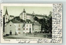 85354 W8050 Freising , Oberbay 1904 AK mit Goldfenster Domberg und Mohrenbrunnen