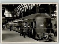 W2000 Hamburg Deutsche Reichsbahn 1. Doppeldeckzug im Bahnhof Lokomotive 1936 Foto AK