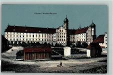 W8879 Wettenhausen aus dem Felle Atelier Isny - Künstlerkarte Mondnacht , Kloster, 21230 AK Felle, Eugen Lithographie
