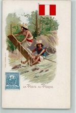 Lithographie La Poste au Perou