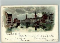 Zürich Wo geht die Nachtwandlerin ? Verlag Künzli Dep. 5009 Rätsel Lithographie / Künstlerkarte