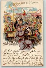 O8000 Dresden Gruss aus Vogelwiese Drehorgel 1900 Lithographie
