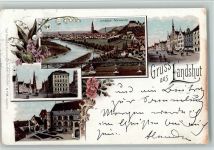 84028 W8300 Landshut , Isar 1897 Lithographie Gruss aus - Kunstanstalt Hayd Nr. 118 AK