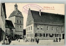 04895 O7906 Mühlberg , Elbe Foto AK Neust. Kirche Rathaus Sparkasse