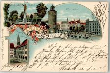 02826 O8900 Görlitz , Neiße 1898 Lithographie Marienplatz Untermarkt Peterskirche