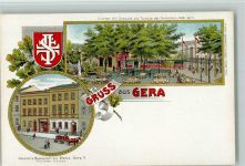07545 O6500 Gera - Gruss aus - Geinitz Restaurant zur Bleibe, Garten mit Turnhalle , sehr gute Erhaltung AK