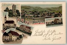 01904 O8505 Neukirch ,Lausitz 1901 Lithographie König Johann Turm Kirche Rittergut Schule zu Ober-Neukirch Schule zu Nieder-Neukirche