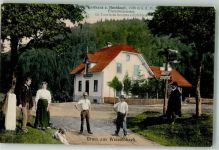 83730 W8165 Weißenbach , Kr Miesbach 1912 Gebrauchsspuren Gasthaus z. Hochkopf Leim löst sich
