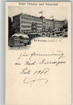 97688 W8730 Bad Kissingen 1908 Lithographie Hotel Victoria und Kaiserhof