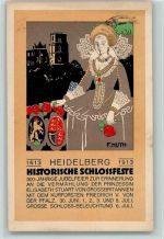 69115 W6900 Heidelberg , Neckar Lithographie / Künstlerkarte Ereignis - sign F. Muth, Historische Schlossfeste 1913