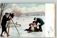 Fotograf Schlittschuh laufen AK Fotoapparat 1903