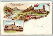 96231 W8623 Staffelstein , Oberfr 1897 Lithographie Wallfahrtskirche Vierzehnheiligen Schloß Banz Gedicht v. Scheffel Ort handschriftlich