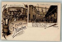 W8000 München Gruss aus Hofbräuhaus Vorläufer Lithographie / Künstlerkarte