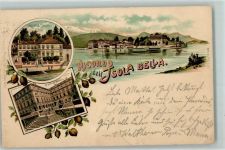 28050 Isola Bella 1897 Gebrauchsspuren Hotel du Dauphin Palazzo Borromeo Lithographie