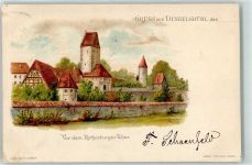W8804 Dinkelsbühl Vor dem Rothenburger Tor Privatganzsache 1899 Lithographie