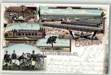 Elsenborn 1899 Lithographie Truppenübungsplatz Offizier Casino Geschütz Truschbaum