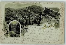 95460 W8582 Bad Berneck i. Fichtelgebirge 1900 Lithographie Kirche Jägersteig Gruss