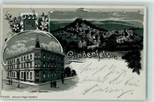 64658 W6145 Lindenfels , Odenw 1901 Lithographie / Mondschein Hotel Odenwald