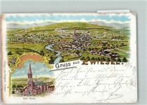 94227 W8372 Zwiesel 1897 Lithographie Kath. Kirche