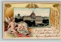 67000 Strasbourg Straßburg 1904 Lithographie / Prägedruck Passepartout Engel Kaiserpalast