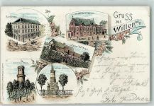 58452 W5810 Witten 1899 Lithographie Rathaus Ev-Lut. Vereinshaus Haus Witten Helenen-Turm Kriegerdenkmal