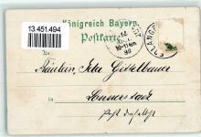 91052 W8520 Erlangen 1898 Lithographie Collegien Gebäude Luitpold Brunnen Wappen Mann Uniform Schwert Gruss