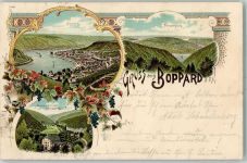 56154 W5407 Boppard , Rhein 1898 Lithographie Vierseenplatz Pension Henzler Obermühltal