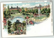 50667 W5021 Köln Neustadt-Süd 102 Lithographie Blick vom Balkon des Bootshäuschens Volksgarten