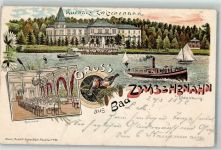 26160 W2903 Bad Zwischenahn 1897 Lithographie Kurhaus Dampfer Segelboot