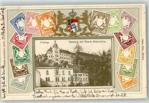 85354 W8050 Freising , Oberbay 1904 Prägedruck Domberg Neuer Seminarbau Briefmarken