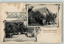 32602 W4973 Wehrendorf , Westf 1917 Gebrauchsspuren Gasthaus v. Aug. Zurheide Gartenwirtschaft