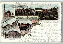 01454 O8142 Radeberg 1898 Lithographie Schloß jetzt Amtsgericht Rathaus Kaiserl. Postamt