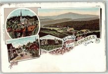 38879 O3706 Schierke am Brocken Lithographie Kirche Schnarrcher Dorfstraße