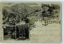 95460 W8582 Bad Berneck i. Fichtelgebirge 1902 Lithographie Kirche Kapelle Blumen Gruss