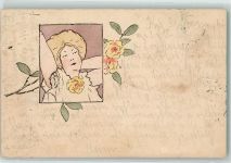 Jugendstil Frau Künstlerkarte 1899 Gebrauchsspuren