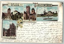 39590 O3504 Tangermünde 1899 Gebrauchsspuren Rossfurth Rathaus Nordstädter Tor Elbe Lithographie
