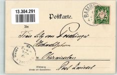 96047 W8600 Bamberg 1898 Lithographie Adelskorrespondenz Hain-Bug
