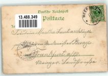 63571 W6460 Gelnhausen 1897 Lithographie Schöffer Denkmal Ruine Barbarossa