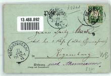 84533 W8261 Marktl , Inn Lithographie / Mondschein Gasthaus zur Post Bergham Innbrücke