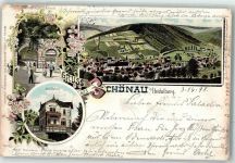 69250 W6917 Schönau , Odenw 1898 Lithographie Altes Klostertor Apotheke