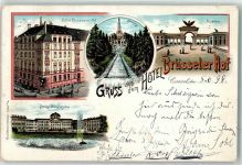 34117 W3500 Kassel , Hess 1899 Lithographie Hotel Brüsseler Hof Schloß Wilhelmshöhe Auetor
