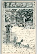 85354 W8050 Freising , Oberbay 1901 Lithographie Rehe Gasthaus Plantage signiert