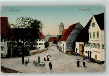 78554 W7209 Aldingen , Kr Tuttlingen 1917 Gebrauchsspuren Hauptstraßem Brunnen, Gasthaus , Eckknick AK